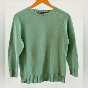 Ralph Lauren Women’s Sage Green 3/4 sleeve Crewneck Sweater - Small